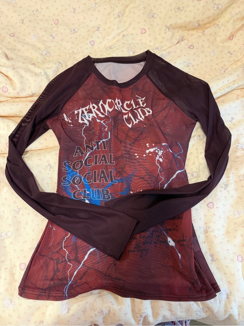 Anti Social Social Club Long Sleeve Tee - Maroon with Blue and White Accents